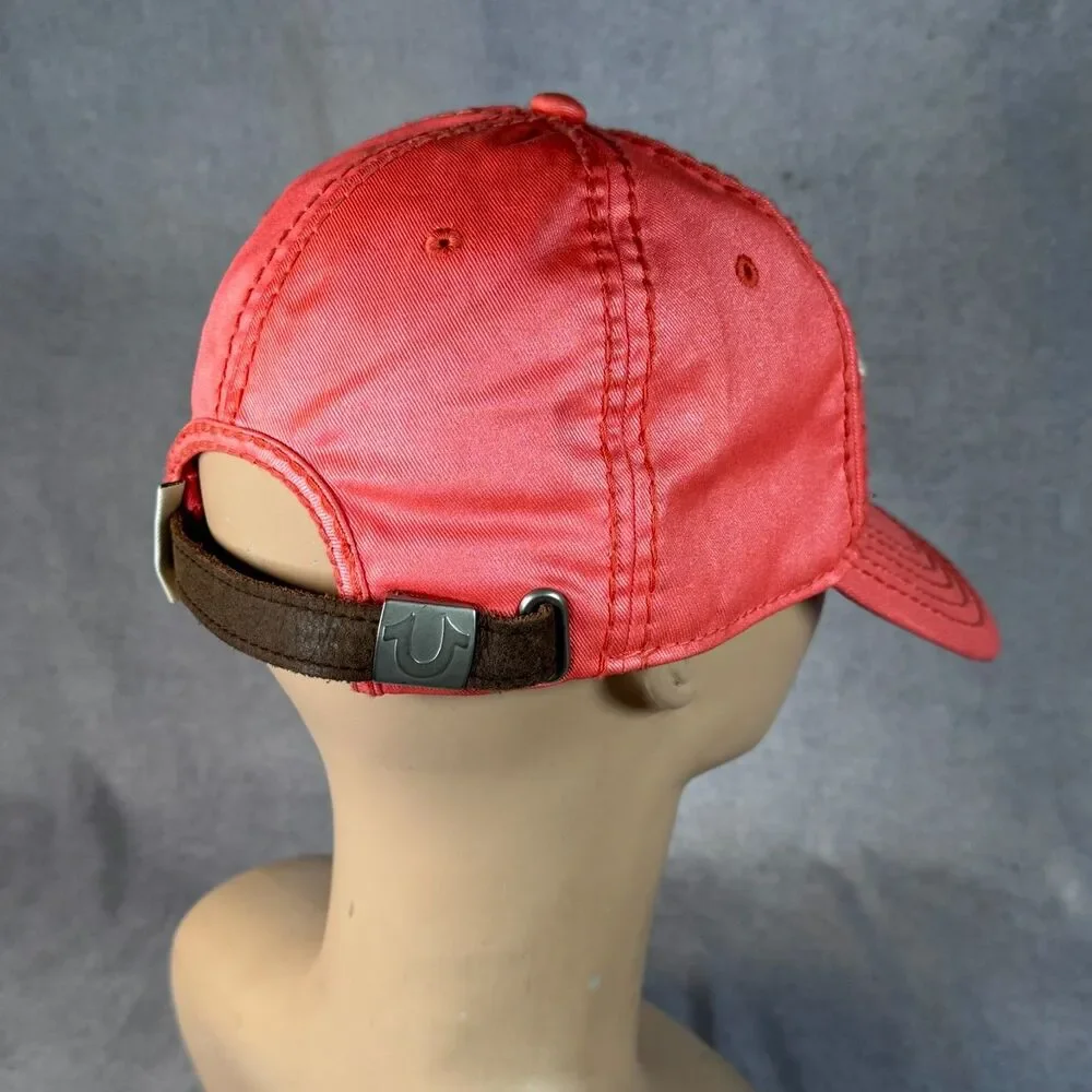 True Religion Reflective Coated Twill Baseball Cap Pink Bougainvillea